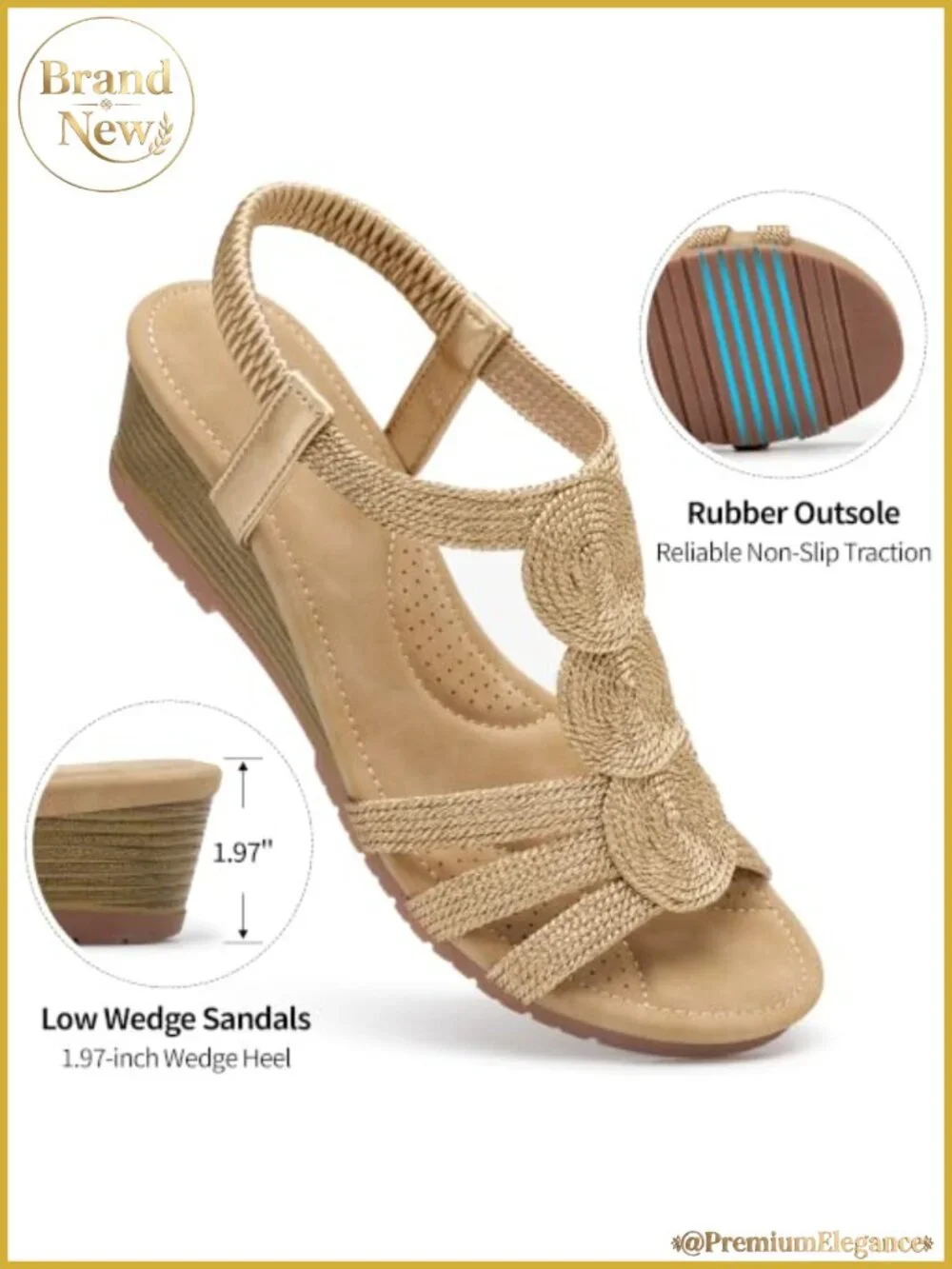 Wedge Sandals Elastic Ankle Strap Platform Open Toe Casual Summer Shoes